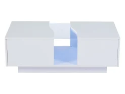 Mesa De Centro|Hauss Spole Mesa de centro com 2 gavetas e LED, em MDF e acrílico, lacado brilhante Branco