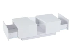 Mesa De Centro|Hauss Spole Mesa de centro com 2 gavetas e LED, em MDF e acrílico, lacado brilhante Branco