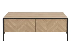 Mesa De Centro*Vente-unique Mesa de centro com 2 gavetas em MDF e aço e preto - TUMACO Natural claro