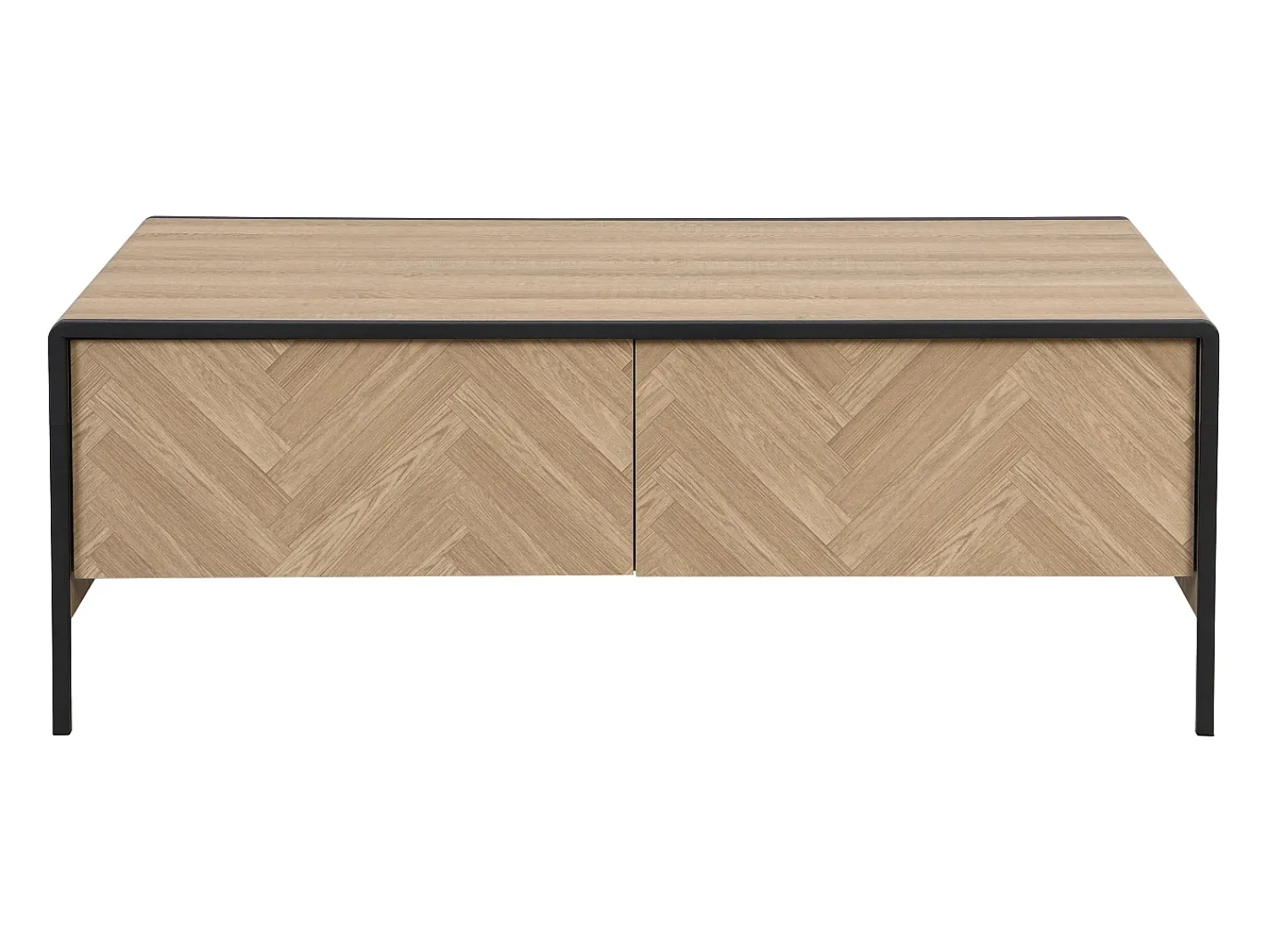 Mesa De Centro*Vente-unique Mesa de centro com 2 gavetas em MDF e aço e preto - TUMACO Natural claro