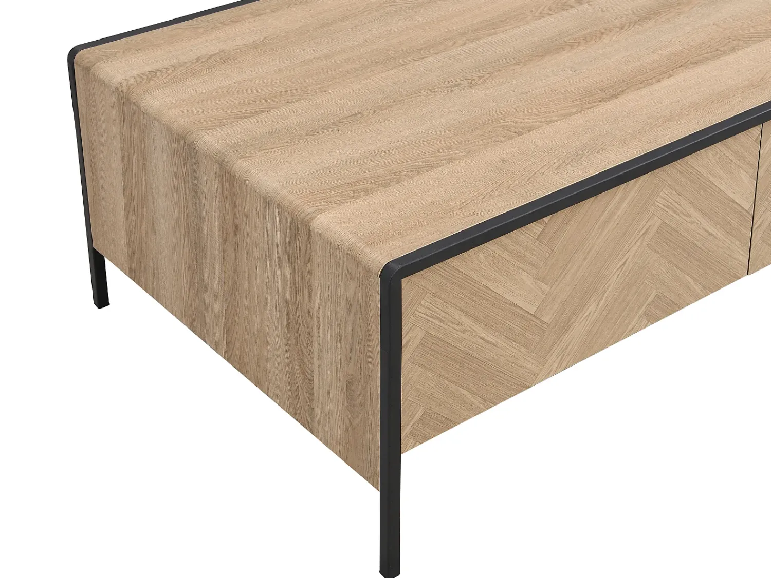 Mesa De Centro*Vente-unique Mesa de centro com 2 gavetas em MDF e aço e preto - TUMACO Natural claro