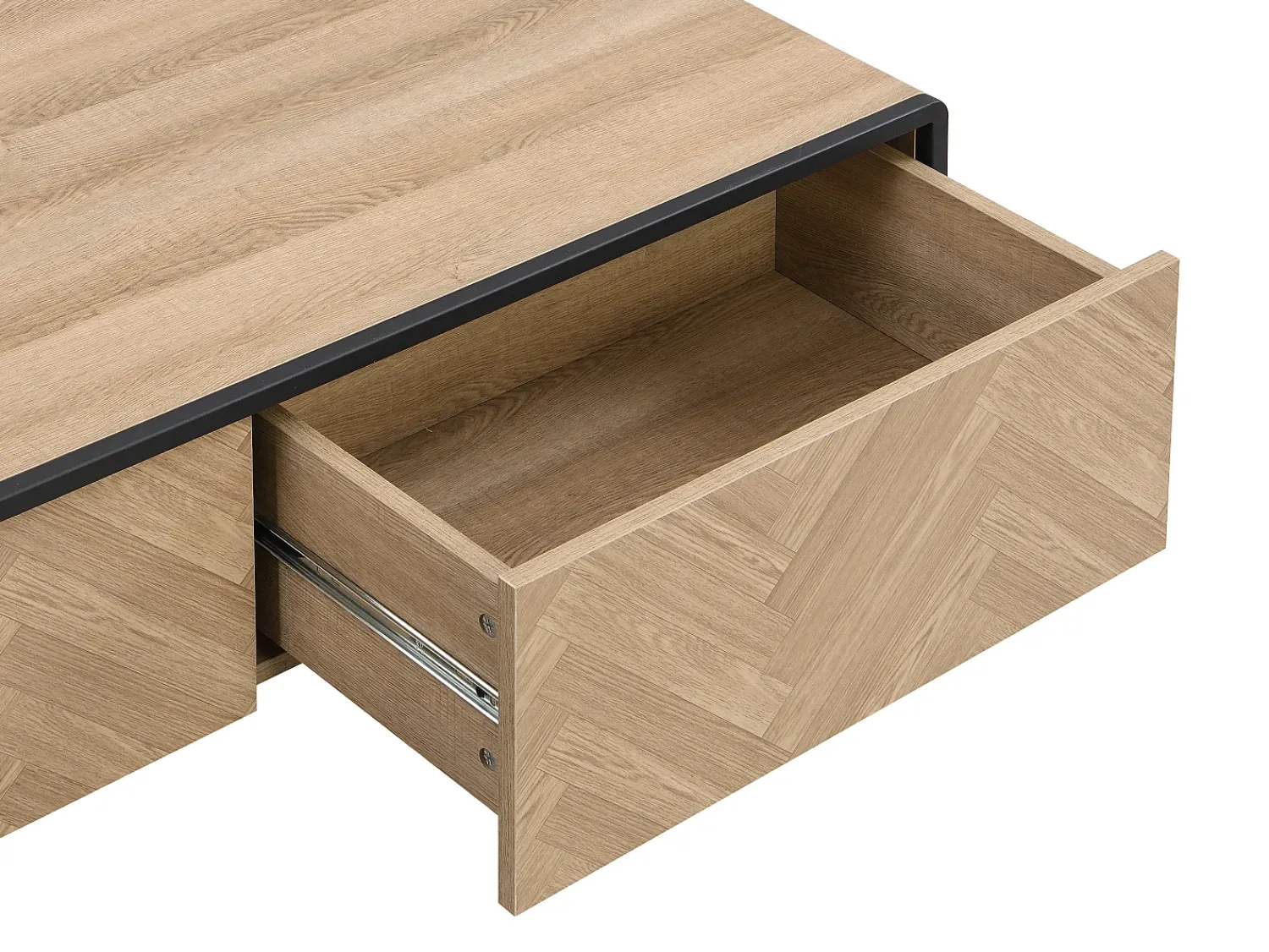 Mesa De Centro*Vente-unique Mesa de centro com 2 gavetas em MDF e aço e preto - TUMACO Natural claro