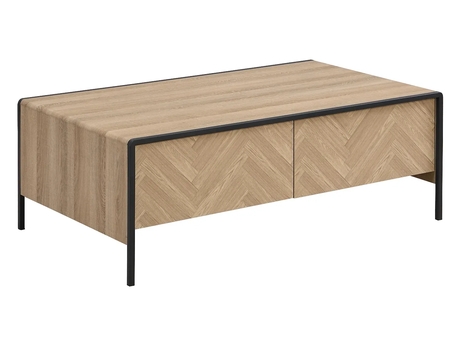 Mesa De Centro*Vente-unique Mesa de centro com 2 gavetas em MDF e aço e preto - TUMACO Natural claro