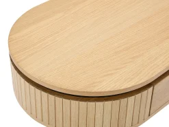 Mesa De Centro|Vente-unique Mesa de centro com 2 gavetas folha de carvalho e metal natural claro e preto - CARDIONA Preto / Natural claro