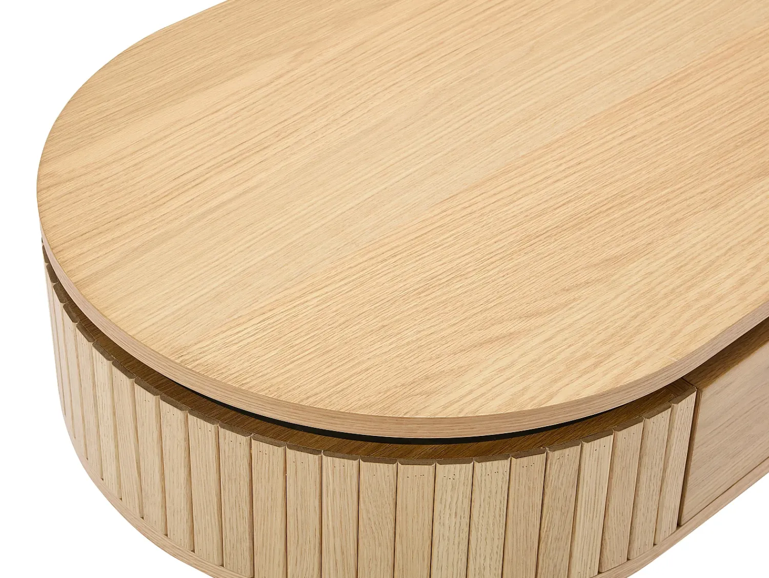 Mesa De Centro|Vente-unique Mesa de centro com 2 gavetas folha de carvalho e metal natural claro e preto - CARDIONA Preto / Natural claro