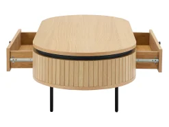 Mesa De Centro|Vente-unique Mesa de centro com 2 gavetas folha de carvalho e metal natural claro e preto - CARDIONA Preto / Natural claro