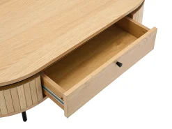 Mesa De Centro|Vente-unique Mesa de centro com 2 gavetas folha de carvalho e metal natural claro e preto - CARDIONA Preto / Natural claro