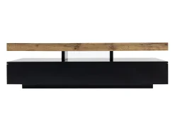 Mesa De Centro|Vente-unique Mesa de centro com 2 gavetas em MDF preto e claro natural - FELIX Preto / Natural claro
