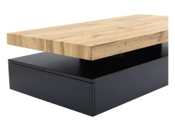 Mesa De Centro|Vente-unique Mesa de centro com 2 gavetas em MDF preto e claro natural - FELIX Preto / Natural claro