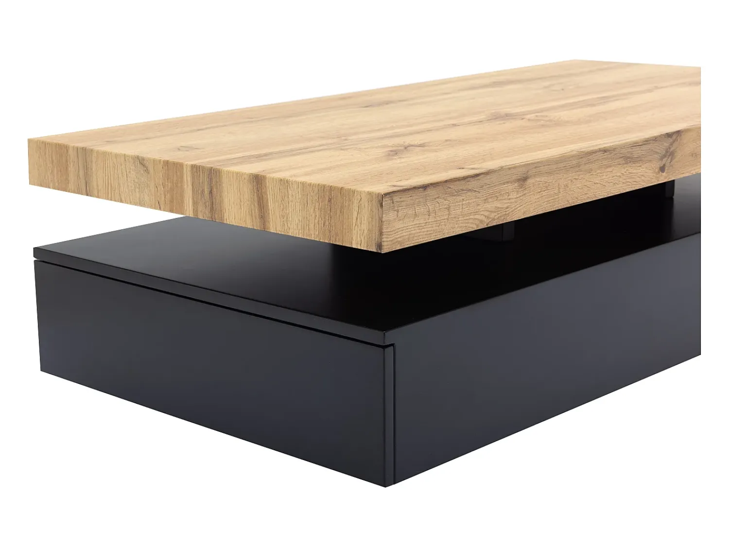 Mesa De Centro|Vente-unique Mesa de centro com 2 gavetas em MDF preto e claro natural - FELIX Preto / Natural claro