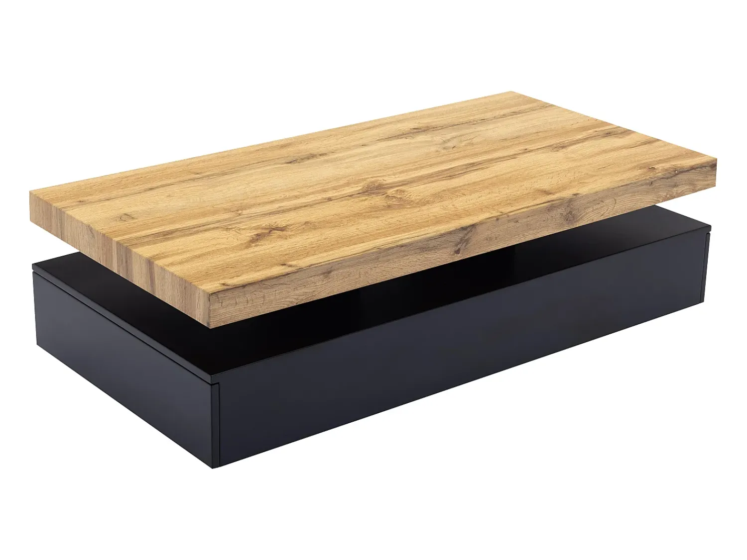 Mesa De Centro|Vente-unique Mesa de centro com 2 gavetas em MDF preto e claro natural - FELIX Preto / Natural claro