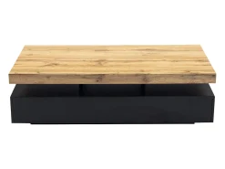 Mesa De Centro|Vente-unique Mesa de centro com 2 gavetas em MDF preto e claro natural - FELIX Preto / Natural claro