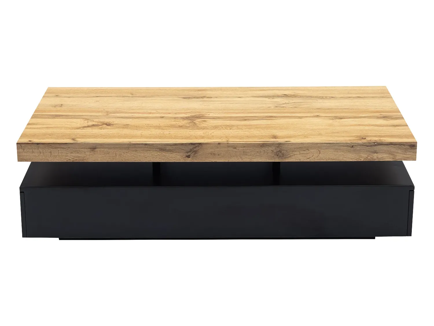 Mesa De Centro|Vente-unique Mesa de centro com 2 gavetas em MDF preto e claro natural - FELIX Preto / Natural claro