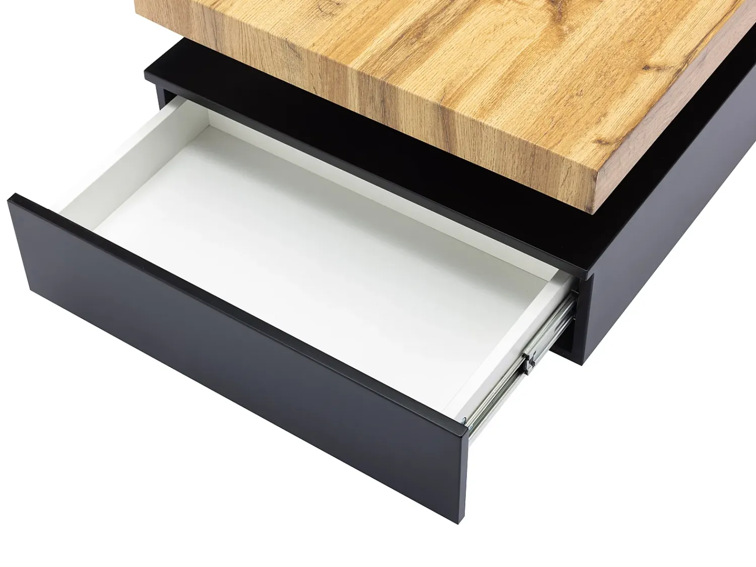 Mesa De Centro|Vente-unique Mesa de centro com 2 gavetas em MDF preto e claro natural - FELIX Preto / Natural claro