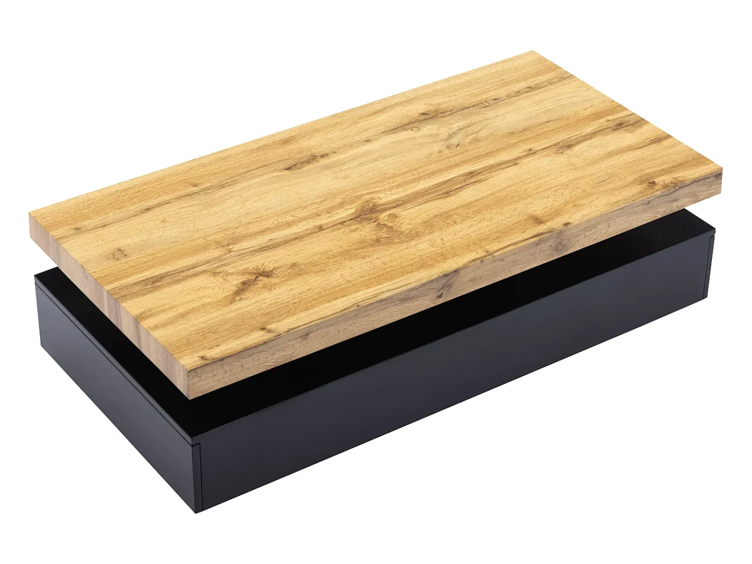 Mesa De Centro|Vente-unique Mesa de centro com 2 gavetas em MDF preto e claro natural - FELIX Preto / Natural claro