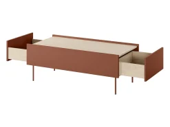 Mesa De Centro* Mesa de centro com 2 gavetas e pés metálicos 120x45 cm Vermelho