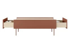 Mesa De Centro* Mesa de centro com 2 gavetas e pés metálicos 120x45 cm Vermelho