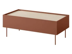 Mesa De Centro* Mesa de centro com 2 gavetas e pés metálicos 120x45 cm Vermelho
