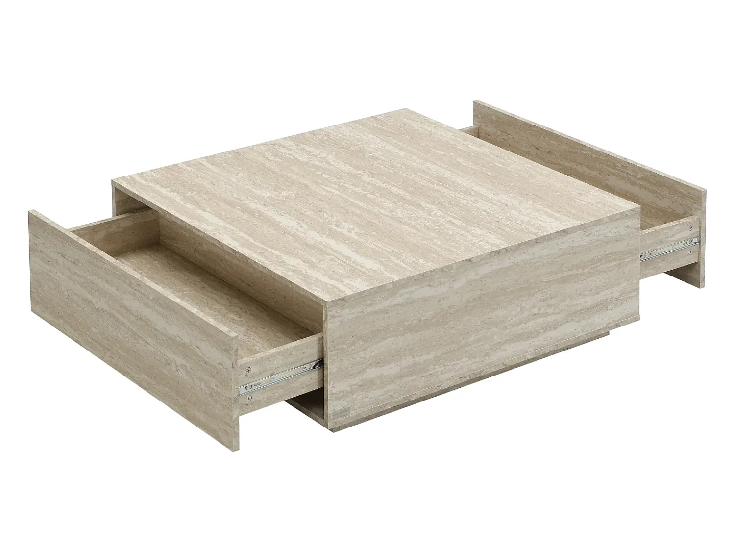 Discount Vente-unique Mesa de centro com 2 gavetas em MDF - Efeito travertino - ANTRIM por Pascal Morabito Bege