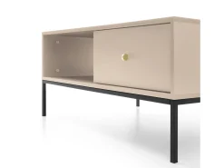 Mesa de centro com 1 gaveta e pés de metal preto 104x68 cm^ Mesa De Centro