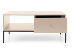 Mesa de centro com 1 gaveta e pés de metal preto 104x68 cm^ Mesa De Centro
