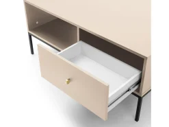 Mesa de centro com 1 gaveta e pés de metal preto 104x68 cm^ Mesa De Centro