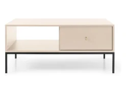 Mesa de centro com 1 gaveta e pés de metal preto 104x68 cm^ Mesa De Centro