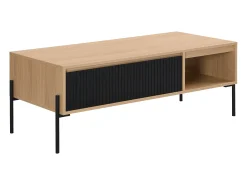 Mesa De Centro*Vente-unique Mesa de centro com 1 gaveta e 2 nichos preto e natural claro - GLARODI Preto / Natural claro