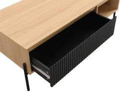 Mesa De Centro*Vente-unique Mesa de centro com 1 gaveta e 2 nichos preto e natural claro - GLARODI Preto / Natural claro