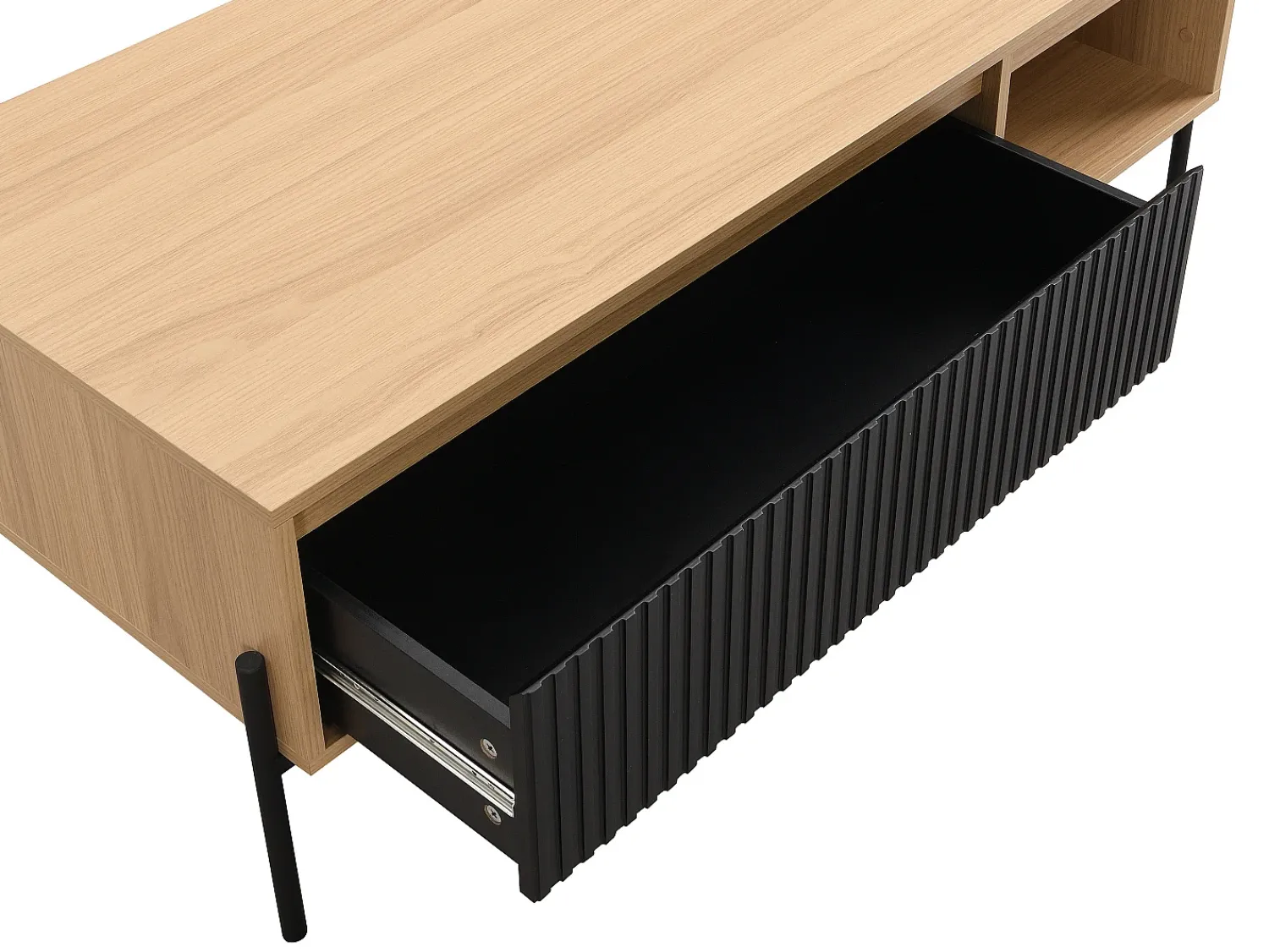 Mesa De Centro*Vente-unique Mesa de centro com 1 gaveta e 2 nichos preto e natural claro - GLARODI Preto / Natural claro