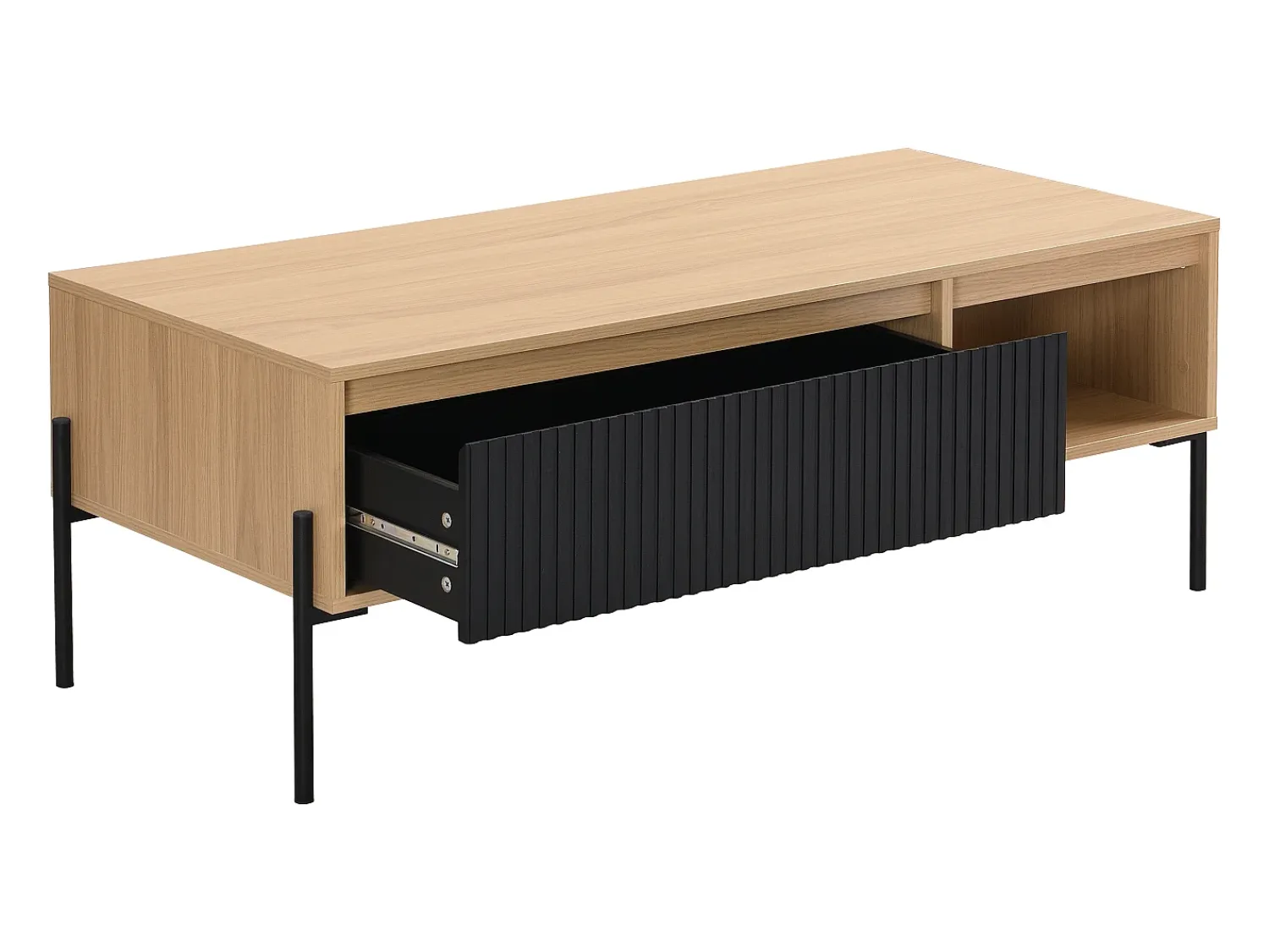 Mesa De Centro*Vente-unique Mesa de centro com 1 gaveta e 2 nichos preto e natural claro - GLARODI Preto / Natural claro
