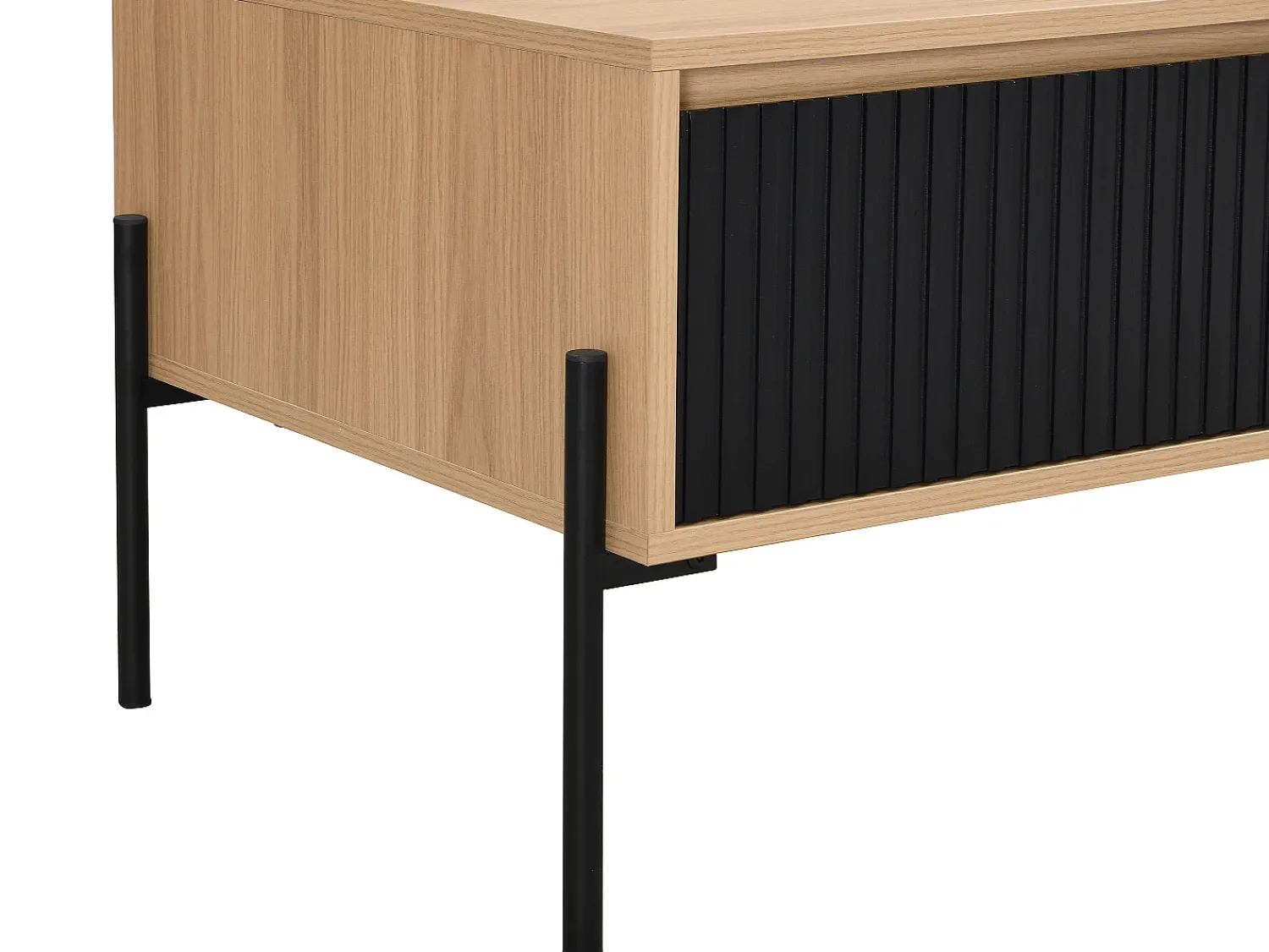 Mesa De Centro*Vente-unique Mesa de centro com 1 gaveta e 2 nichos preto e natural claro - GLARODI Preto / Natural claro