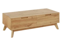 Discount Loft24 Mesa de centro com 1 gaveta em pinho branco e cinzento Natural claro