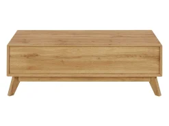Discount Loft24 Mesa de centro com 1 gaveta em pinho branco e cinzento Natural claro