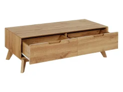 Discount Loft24 Mesa de centro com 1 gaveta em pinho branco e cinzento Natural claro