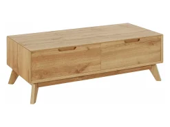 Discount Loft24 Mesa de centro com 1 gaveta em pinho branco e cinzento Natural claro