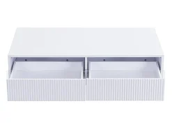 Mesa De Centro*Hauss Spole Mesa de centro com 2 gavetas onduladas e iluminação LED - Branca e dourada Branco