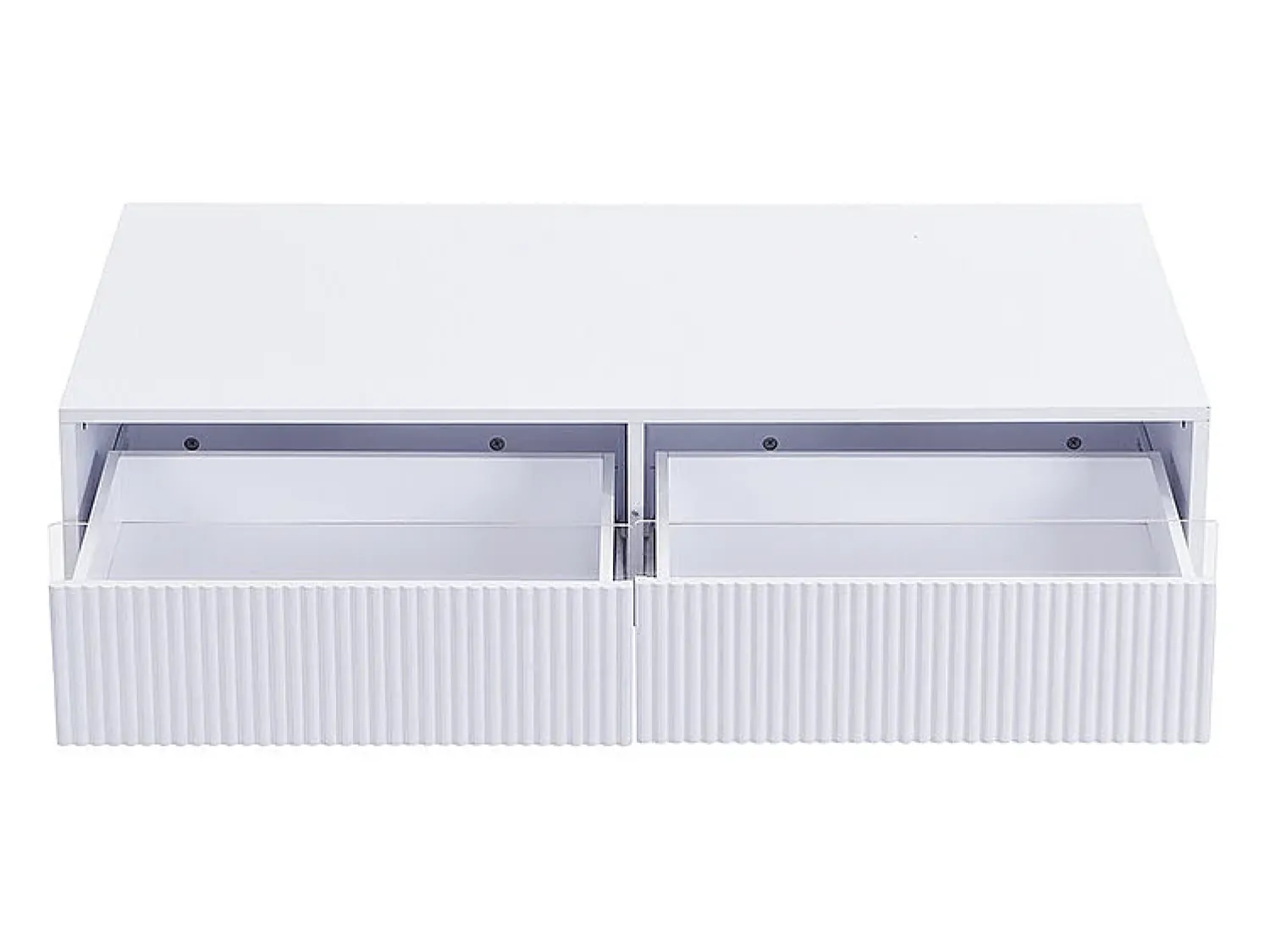 Mesa De Centro*Hauss Spole Mesa de centro com 2 gavetas onduladas e iluminação LED - Branca e dourada Branco