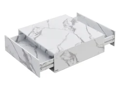 Discount Vente-unique Mesa de centro com 2 gavetas em MDF - Efeito mármore - ANTRIM por Pascal Morabito Branco