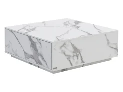 Discount Vente-unique Mesa de centro com 2 gavetas em MDF - Efeito mármore - ANTRIM por Pascal Morabito Branco