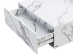 Discount Vente-unique Mesa de centro com 2 gavetas em MDF - Efeito mármore - ANTRIM por Pascal Morabito Branco