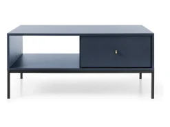 Mesa De Centro* Mesa de centro com 1 gaveta e pés de metal preto 104x68 cm Azul