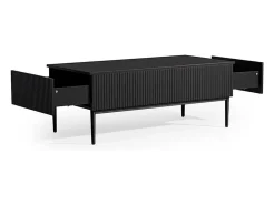 Mesa De Centro* Mesa de centro com 2 gavetas com pé de metal 120x60 cm Preto