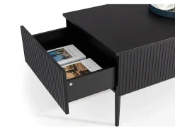 Mesa De Centro* Mesa de centro com 2 gavetas com pé de metal 120x60 cm Preto