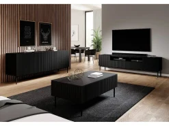 Mesa De Centro* Mesa de centro com 2 gavetas com pé de metal 120x60 cm Preto