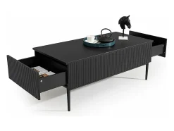 Mesa De Centro* Mesa de centro com 2 gavetas com pé de metal 120x60 cm Preto