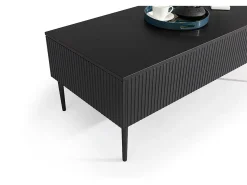 Mesa De Centro* Mesa de centro com 2 gavetas com pé de metal 120x60 cm Preto