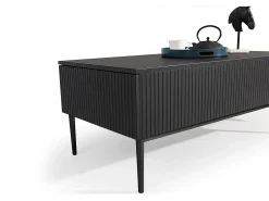 Mesa De Centro* Mesa de centro com 2 gavetas com pé de metal 120x60 cm Preto