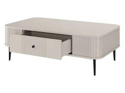 Mesa de centro com 1 gaveta e pé metálico 103x35 cm Bege