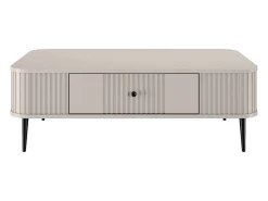 Mesa de centro com 1 gaveta e pé metálico 103x35 cm Bege